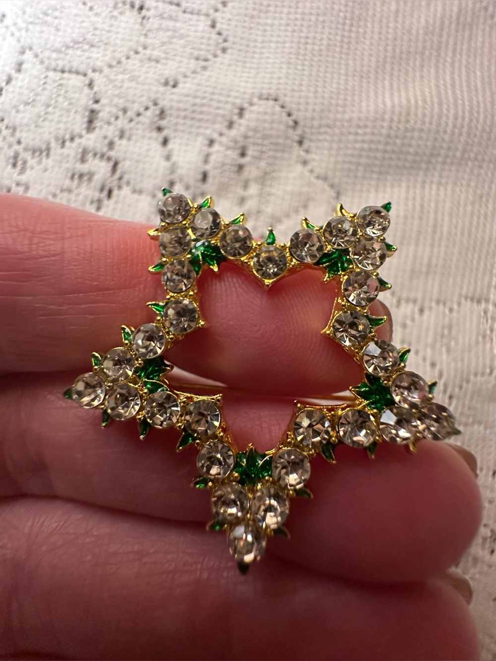 Gold-Tone Starburst Crystal Brooch with Green Accent - Women Jewelry